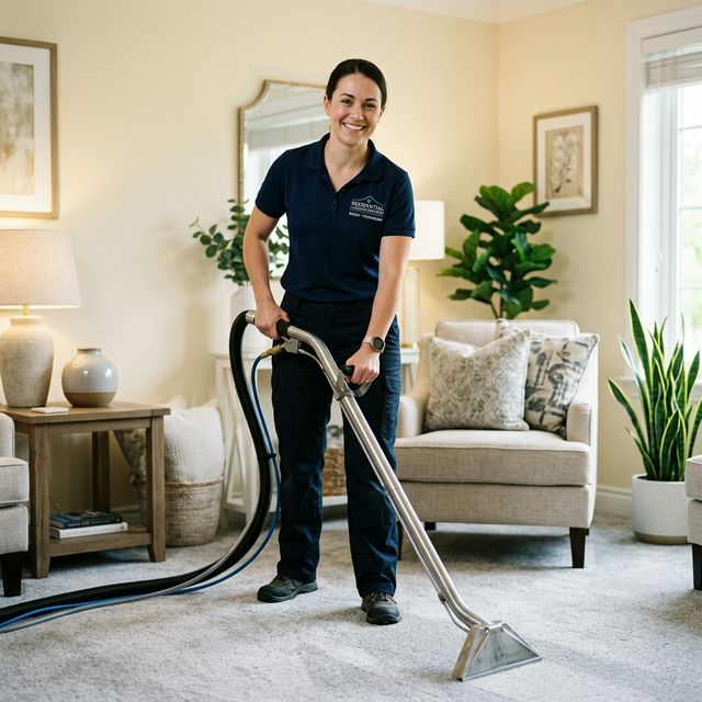 Technicien effectuant un lavage extractif de moquette à Ottawa
